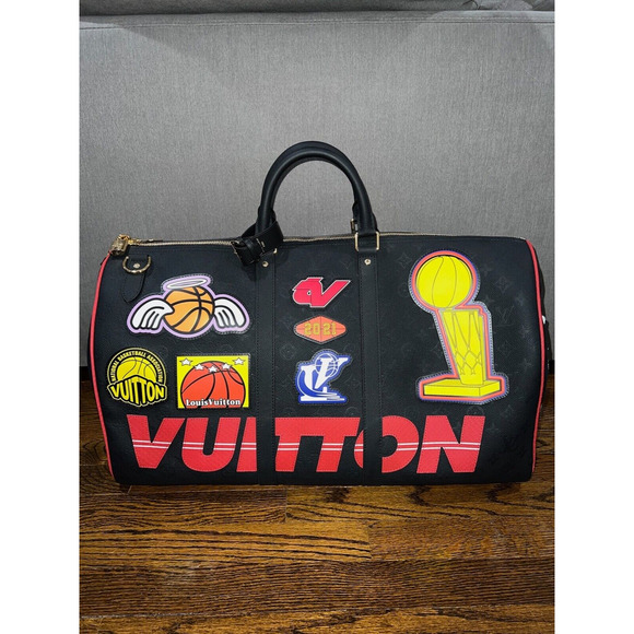 Louis Vuitton Keepall Bandouliere 55 NBA LV Black Basketball Weekend Travel Bag - Picture 7 of 12